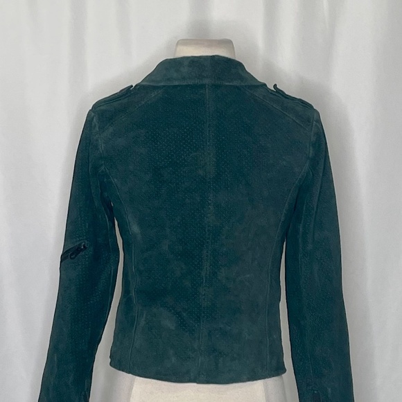 Volcom STONE ROW Suede Motorin’ Moto Jacket Green Floral Lining Motorcycle Small - Picture 10 of 14